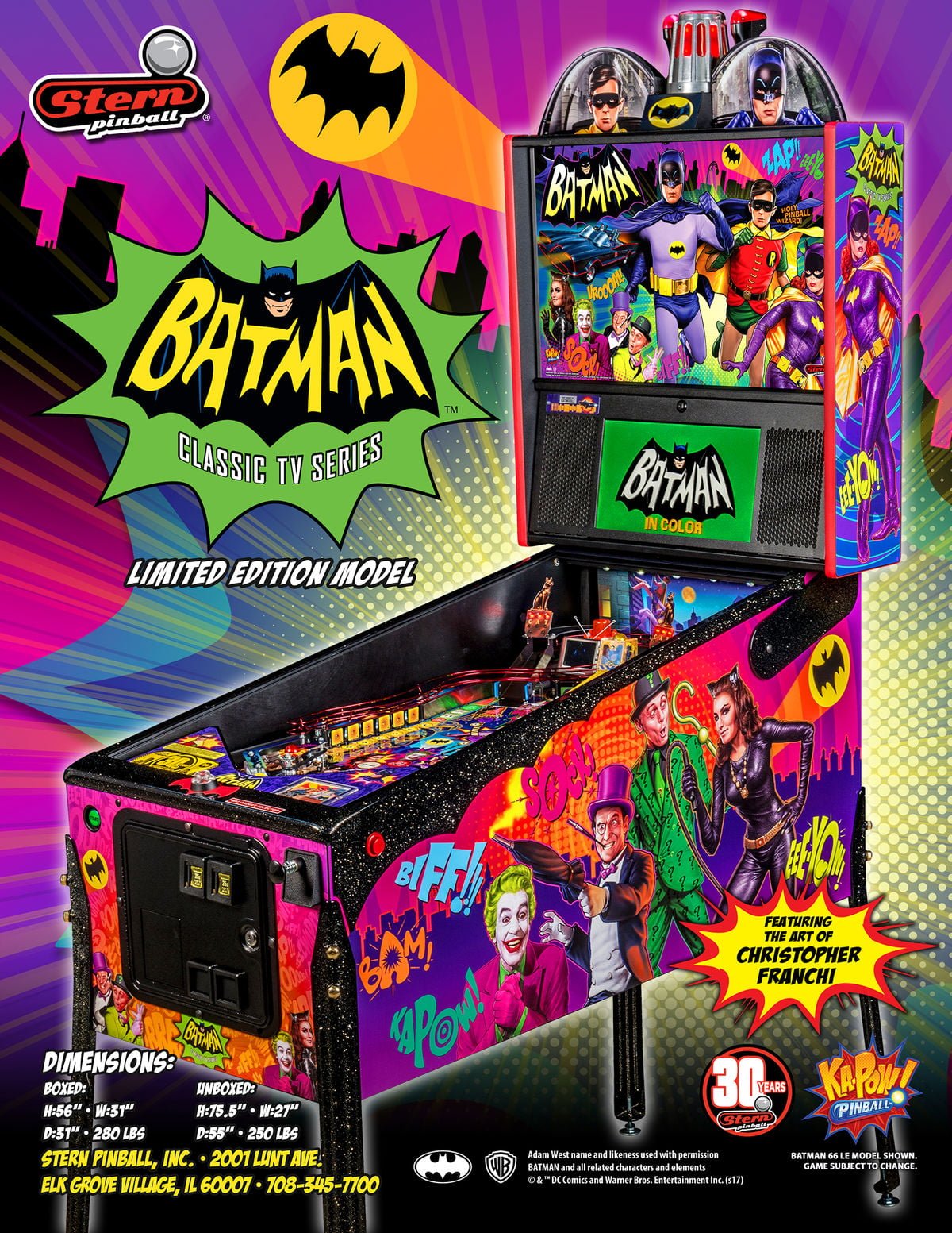 Batman 66 Premium Pinball Machine By Stern - Obrázek 2